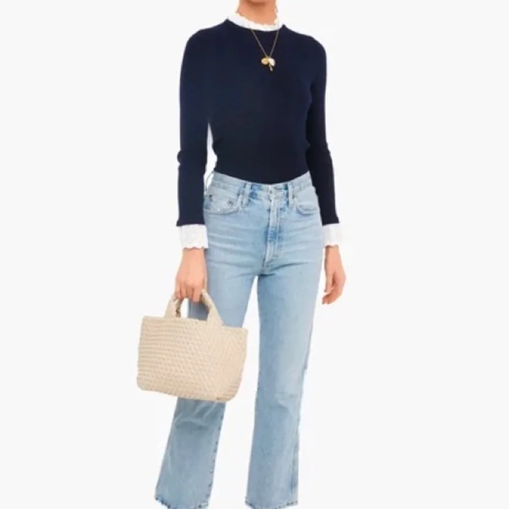 Navy Rosemary Eyelet Knit Top - Picture 1 of 13